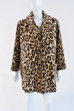 60's Vintage Faux Leopard Fur Coat