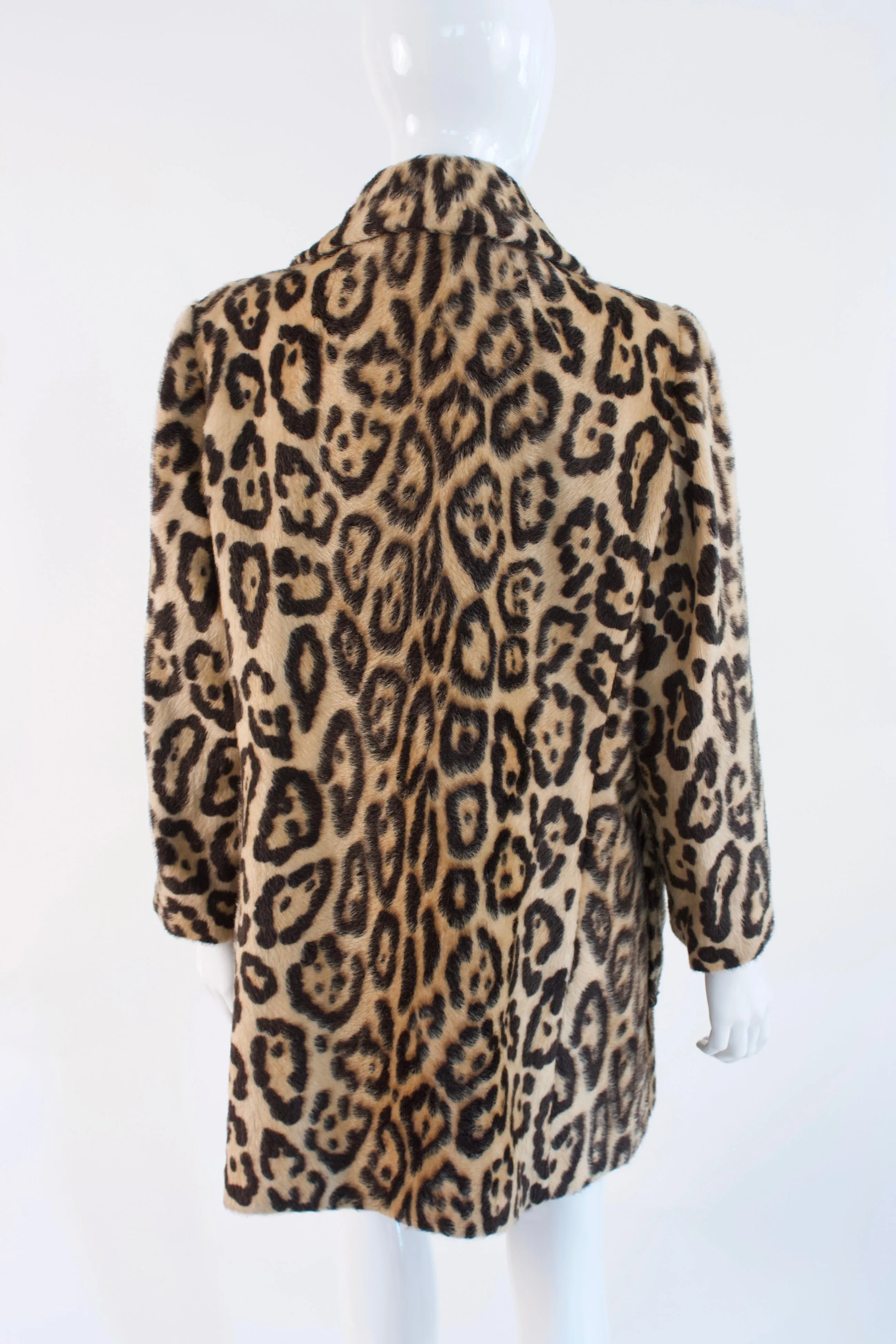 60's Vintage Faux Leopard Fur Coat