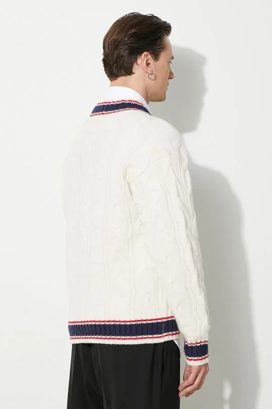 A Bathing Ape Wool Cardigan College Badges Knit White 1J80120051