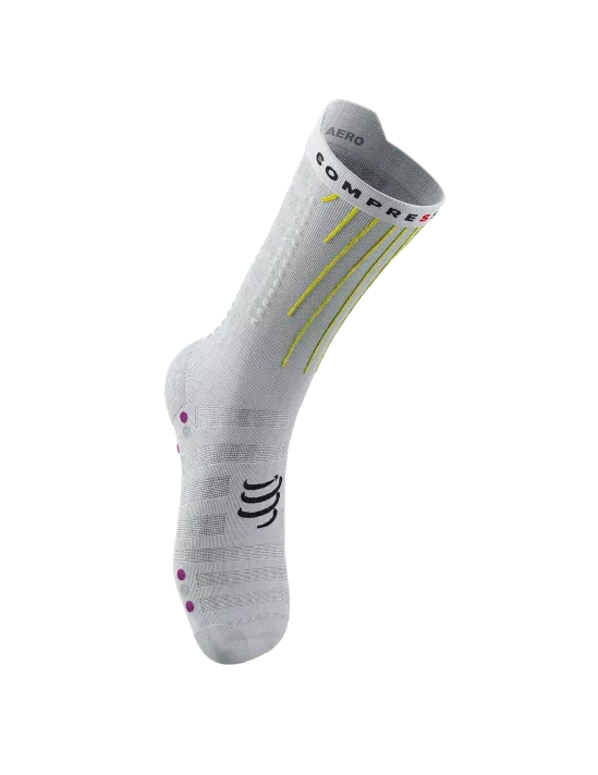 White Aero Socks with Safety Yellow and Neon Pink Accents