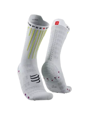 White Aero Socks with Safety Yellow and Neon Pink Accents