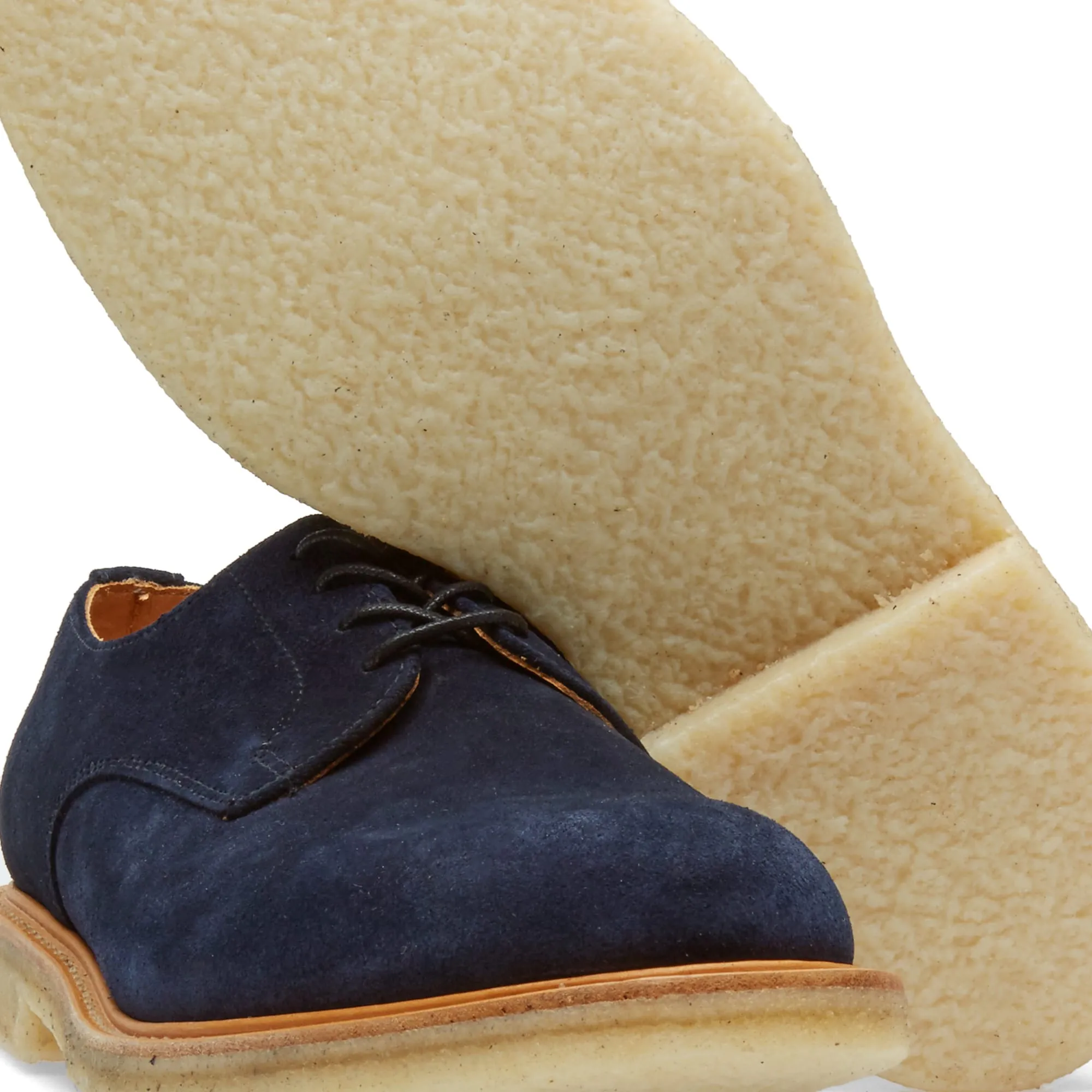 Navy Suede Gibson Shoe with Crepe Sole