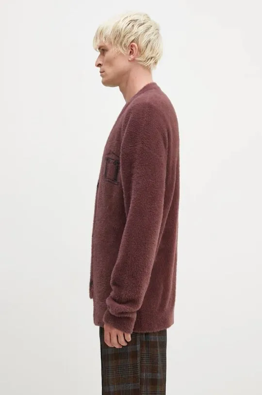 Brown Oversized Chenille Knit Cardigan for Men - Aries AR2002402