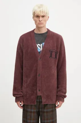 Brown Oversized Chenille Knit Cardigan for Men - Aries AR2002402