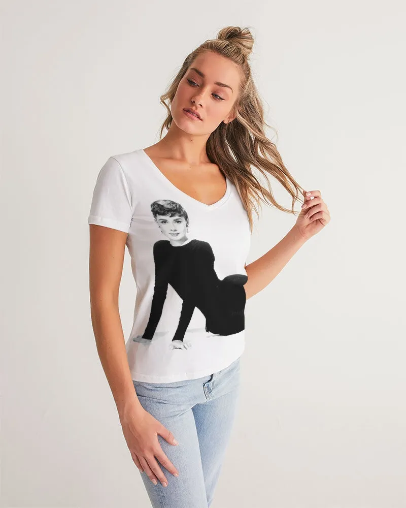 Audrey Hepburn V-Neck Tee by DOLLY's icon