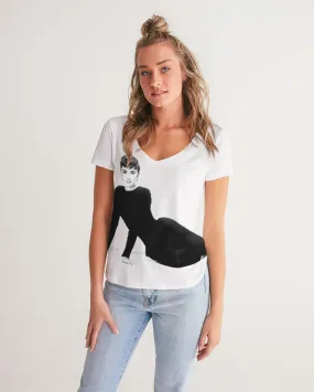 Audrey Hepburn V-Neck Tee by DOLLY's icon