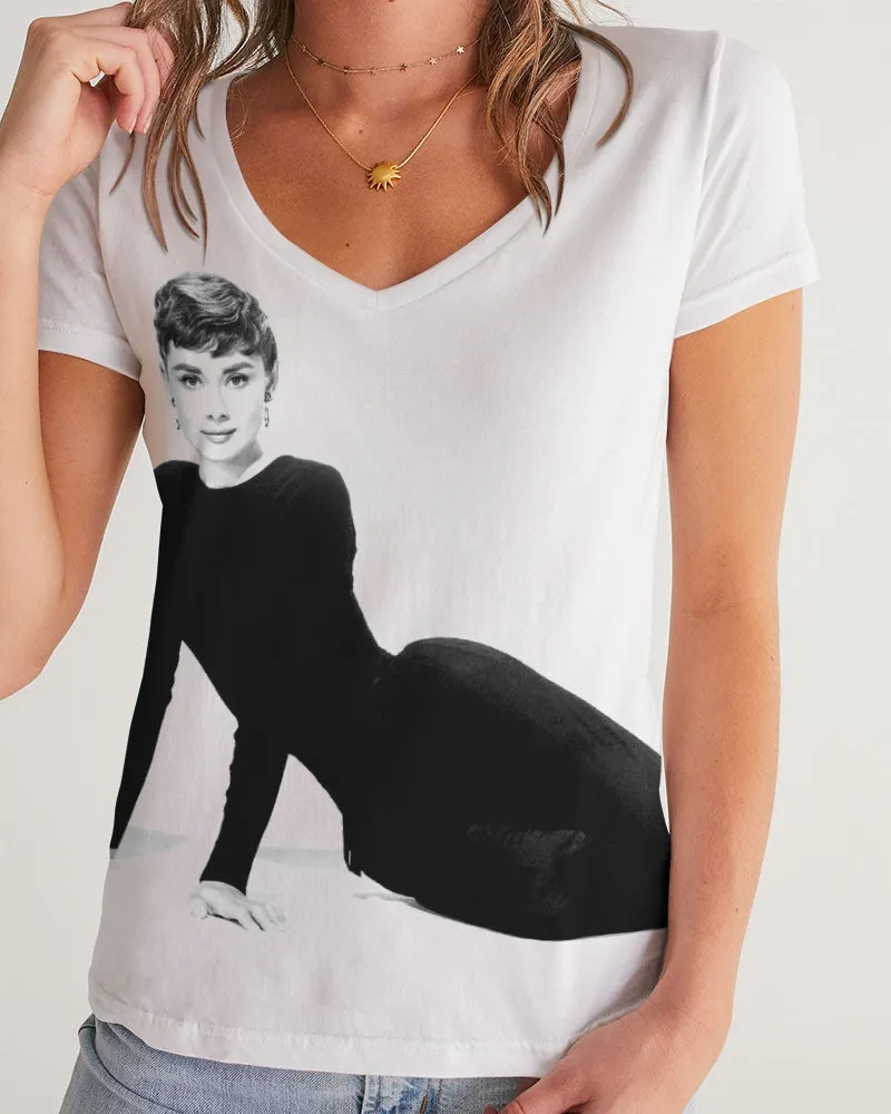 Audrey Hepburn V-Neck Tee by DOLLY's icon