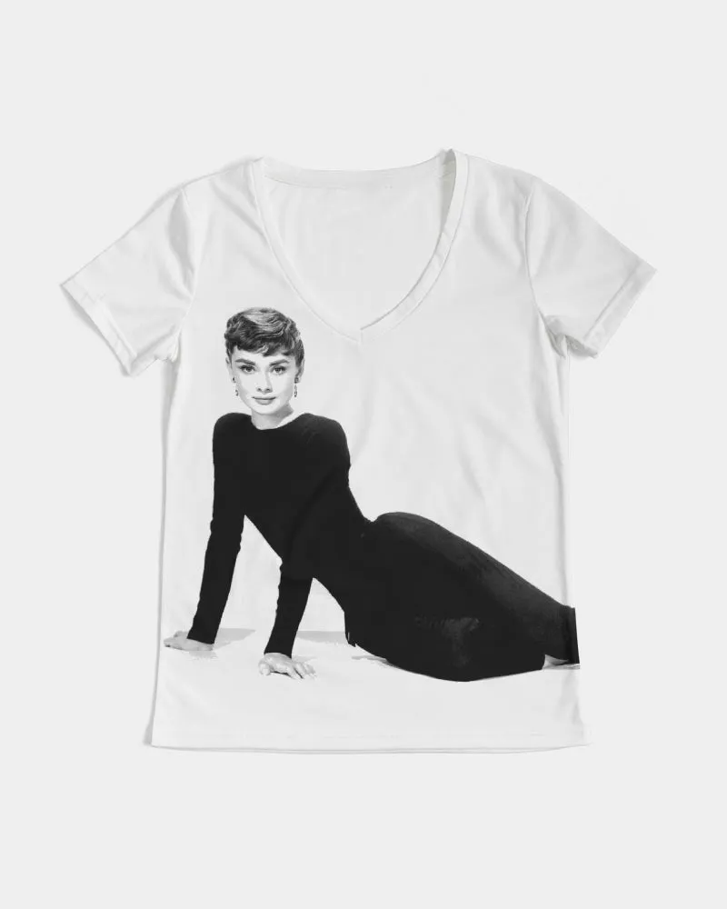 Audrey Hepburn V-Neck Tee by DOLLY's icon