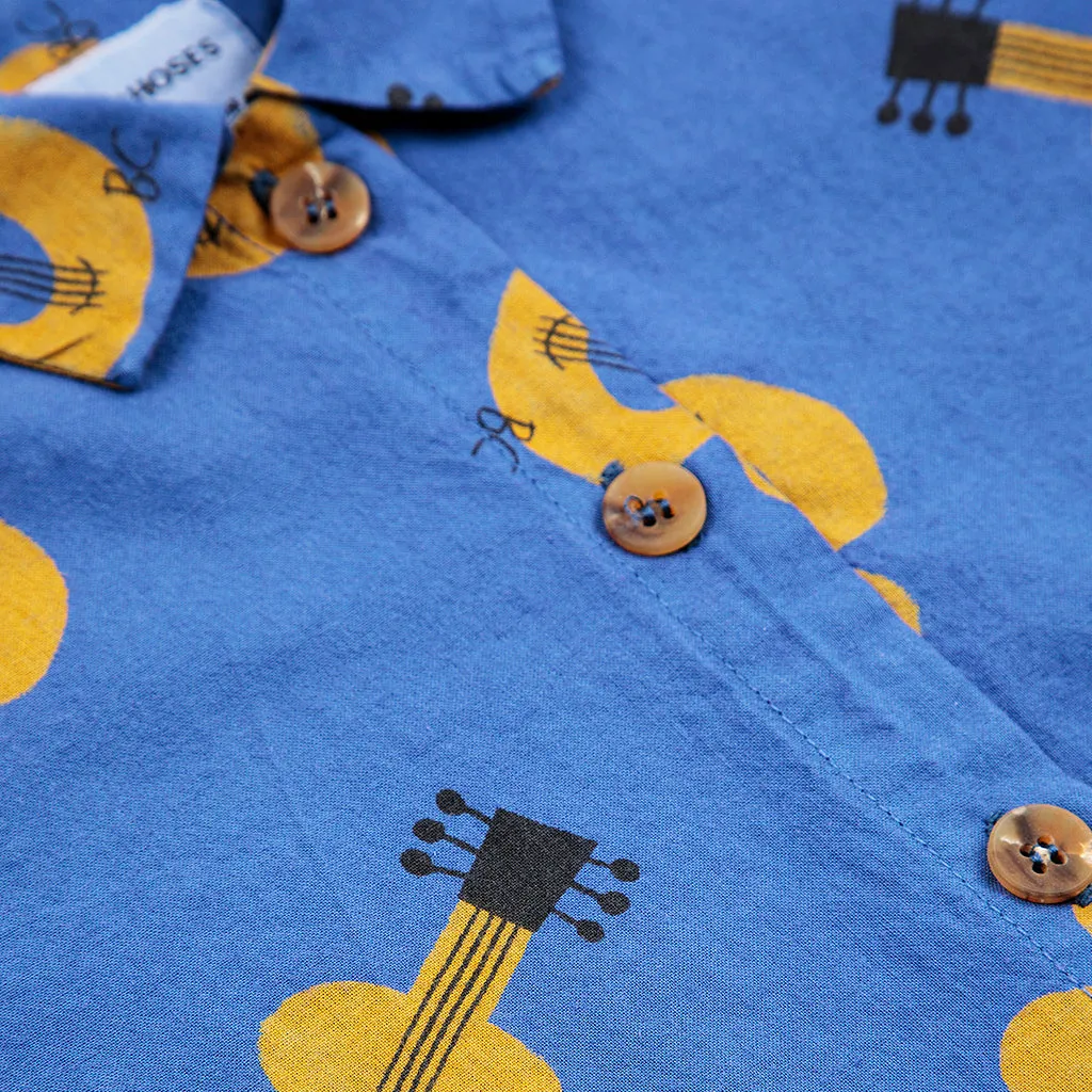 Baby Shirt with Acoustic Guitar Print in Navy Blue