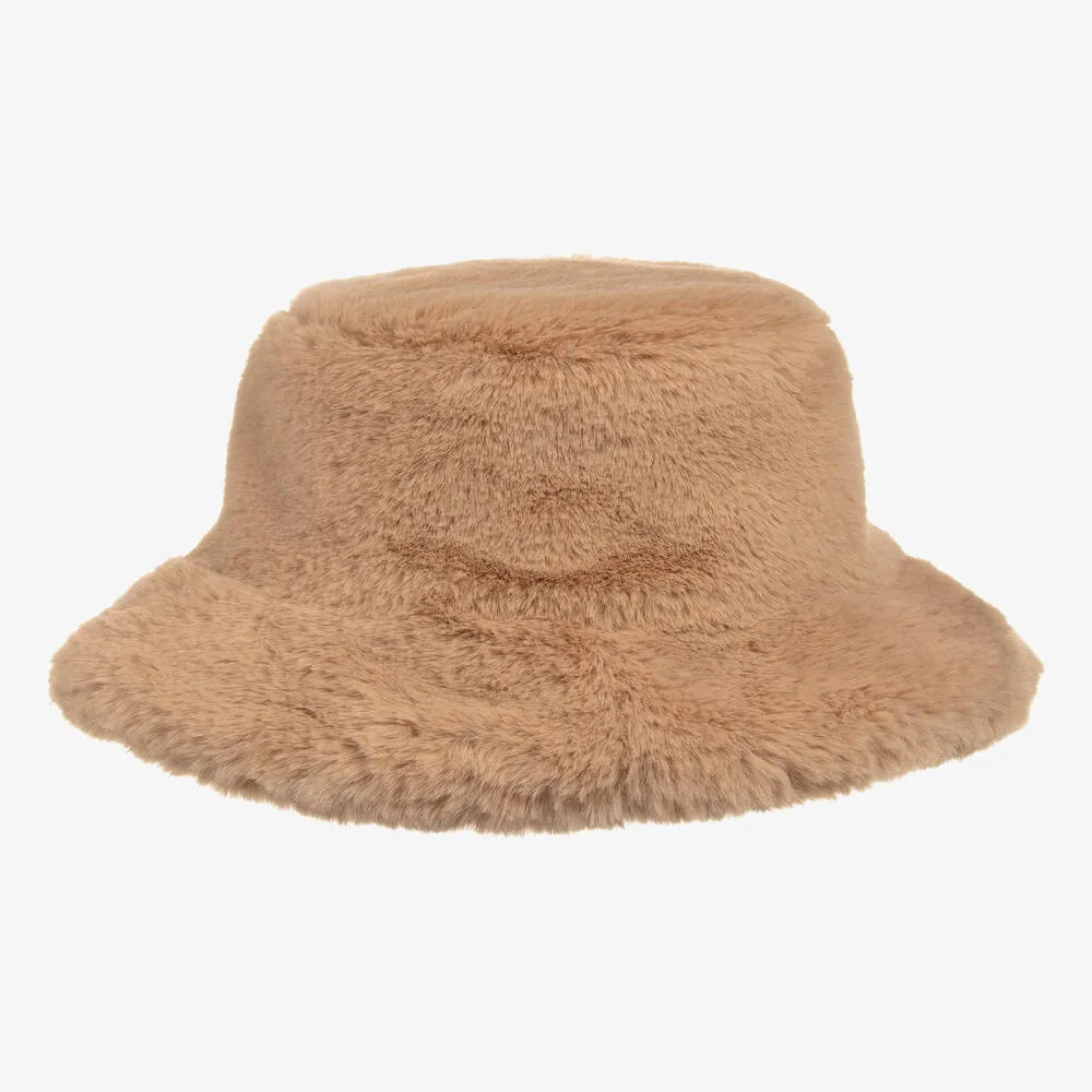 Beige Faux Fur Hat for Girls