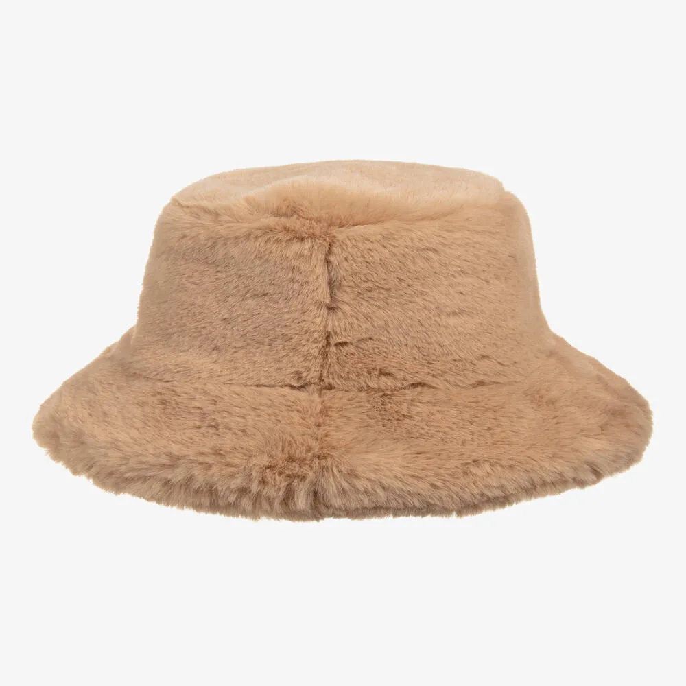 Beige Faux Fur Hat for Girls