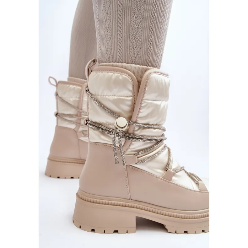 Beige Rilana Snow Boots With Lacing