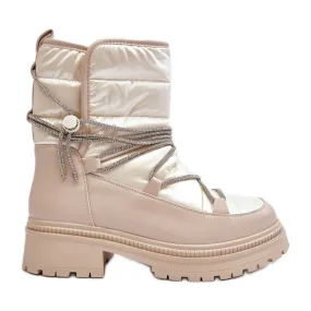 Beige Rilana Snow Boots With Lacing