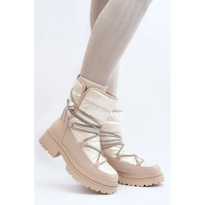 Beige Rilana Snow Boots With Lacing