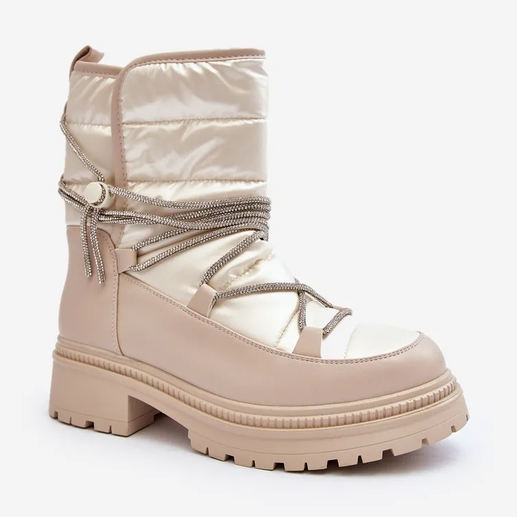 Beige Rilana Snow Boots With Lacing