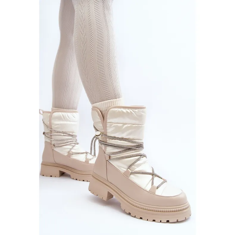 Beige Rilana Snow Boots With Lacing