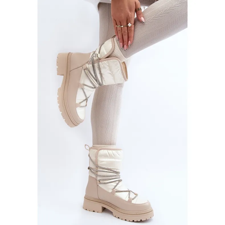 Beige Rilana Snow Boots With Lacing