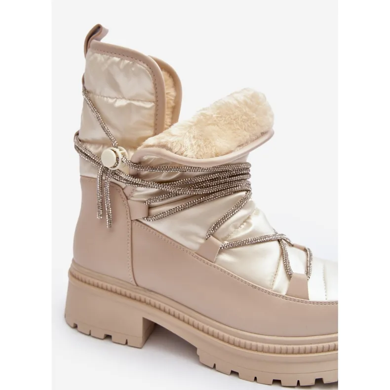 Beige Rilana Snow Boots With Lacing