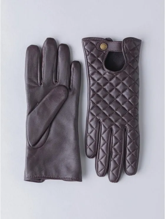 Berry Leather Quilted Gloves