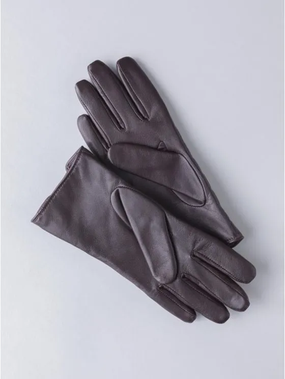 Berry Leather Quilted Gloves