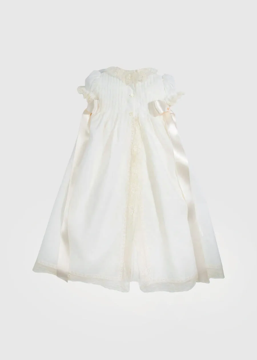 Christening Gown with Side Satin Sash and Bonnet