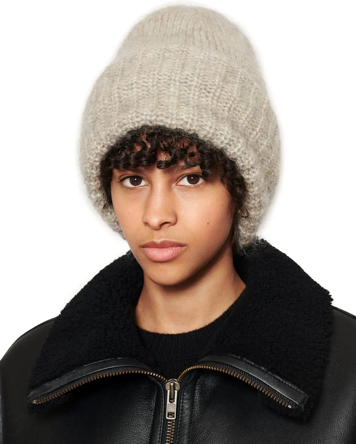 Light Beige Mohair Beanie