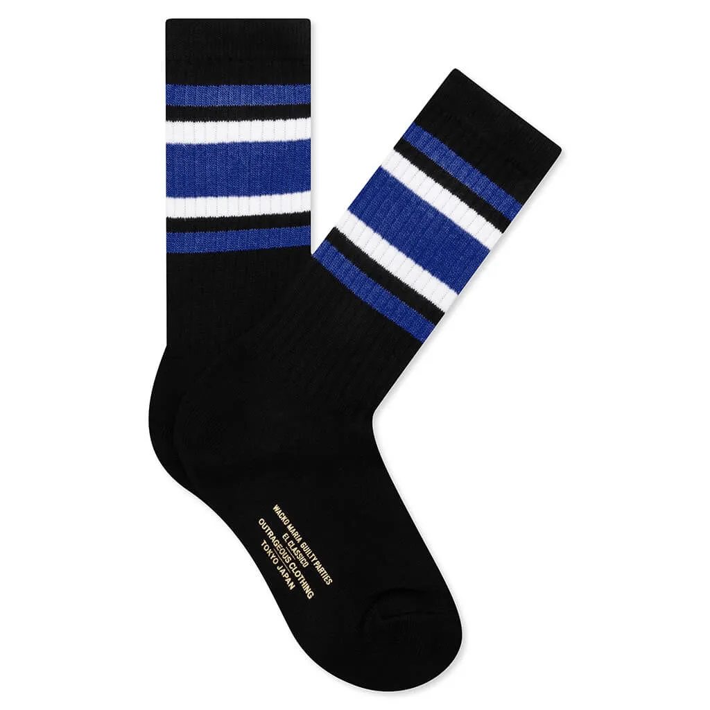 Black/Blue Skater Type-1 Socks