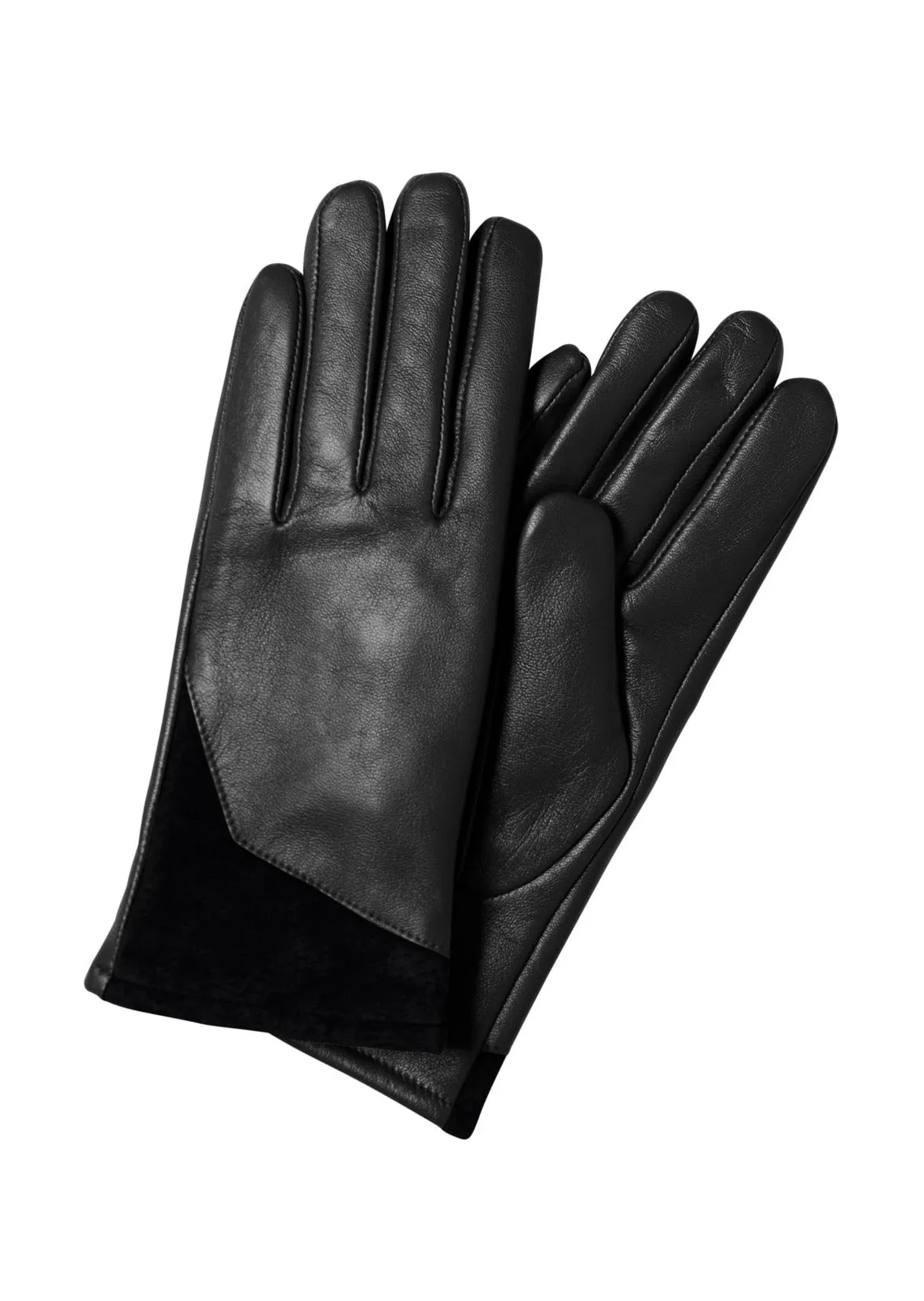 Black Jamila Leather + Suede Gloves