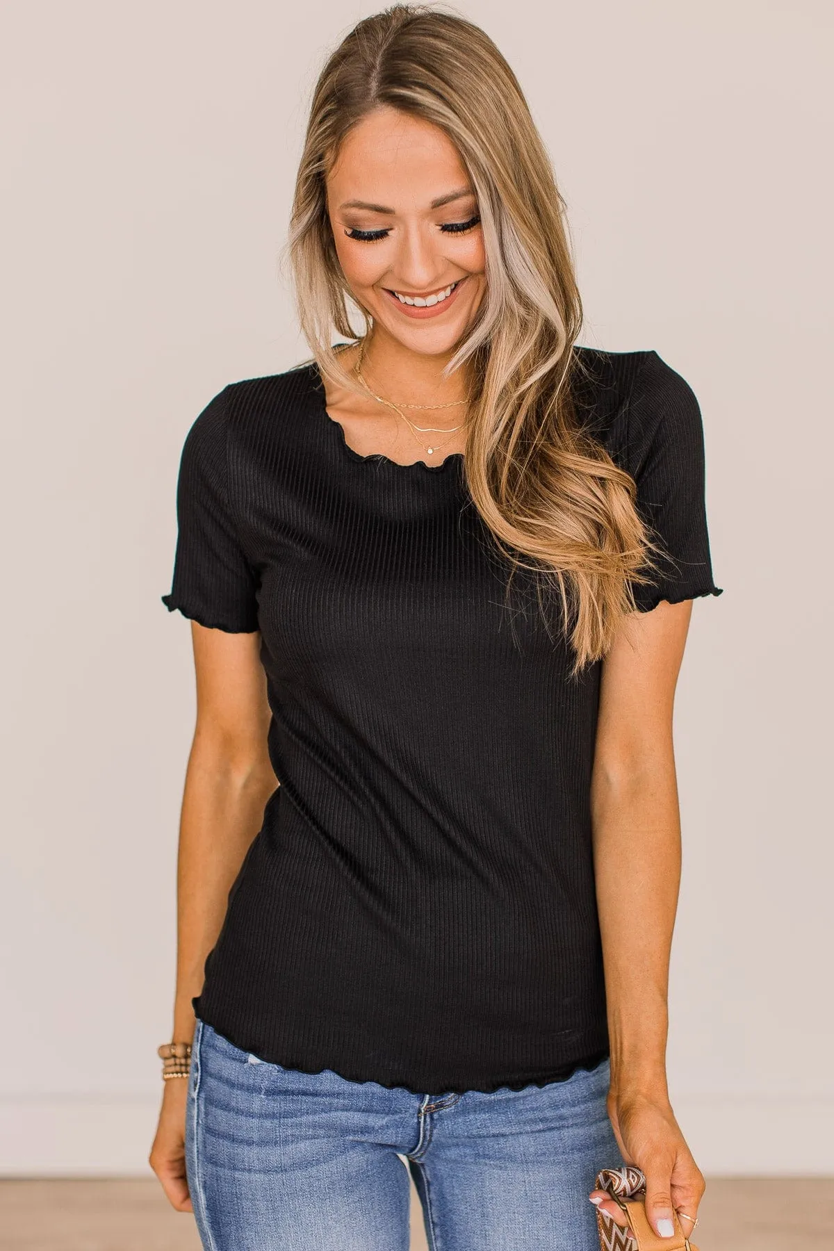 Ribbed Knit Top Black