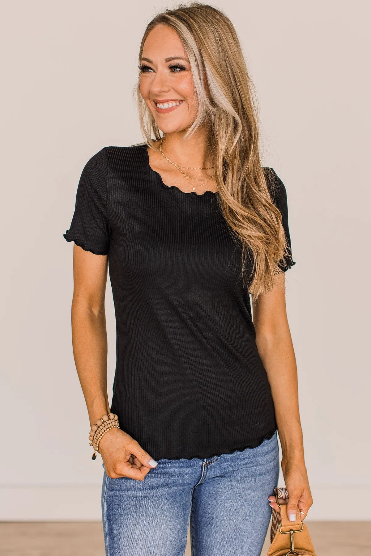 Ribbed Knit Top Black