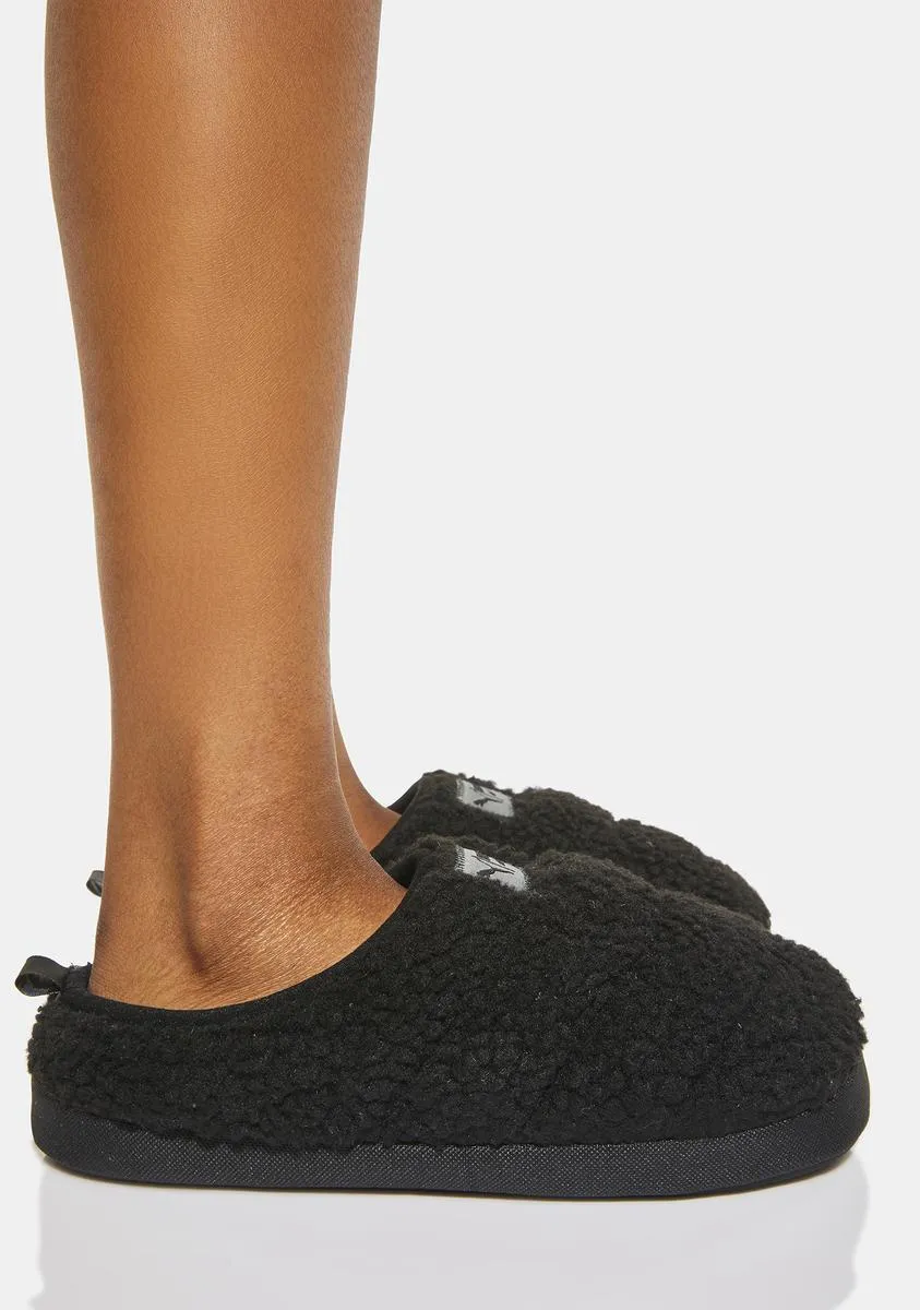 Black Scuff Sherpa Slippers