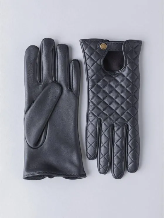 Black Tarn Leather Quilted Gloves