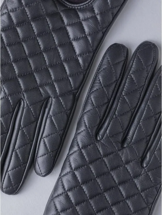 Black Tarn Leather Quilted Gloves