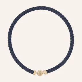 Leather Oxford Blue Necklace