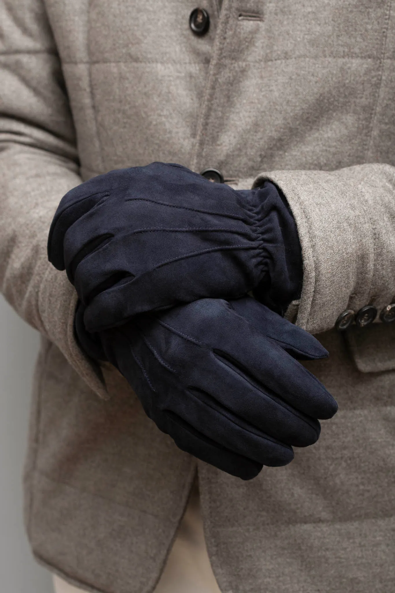 Blue Cashmere Suede Gloves