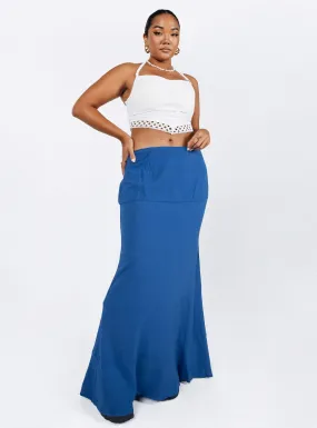 Blue Mid Rise Maxi Skirt