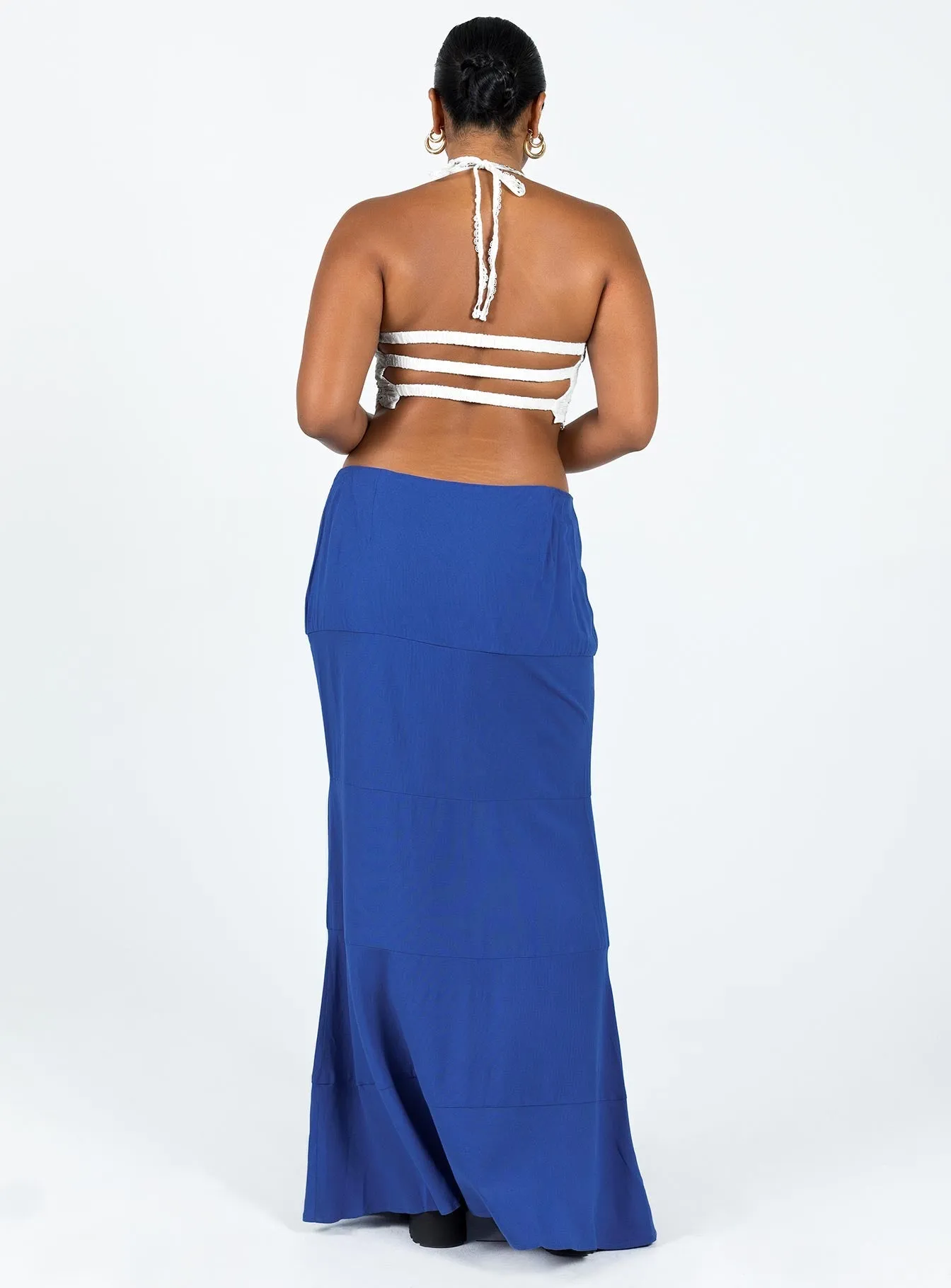 Blue Mid Rise Maxi Skirt