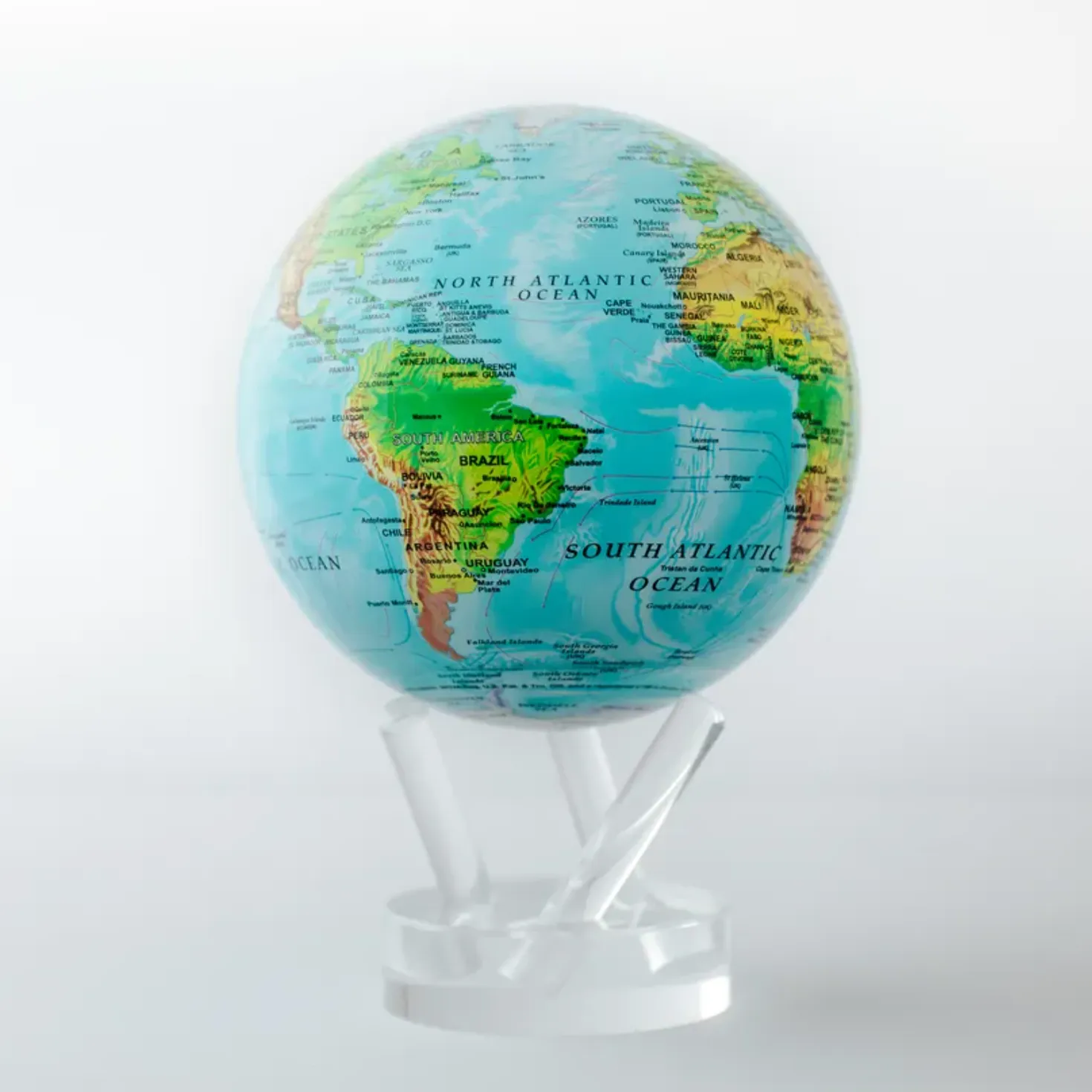 Blue Relief Map Solar-Power Globe, 4.5 D