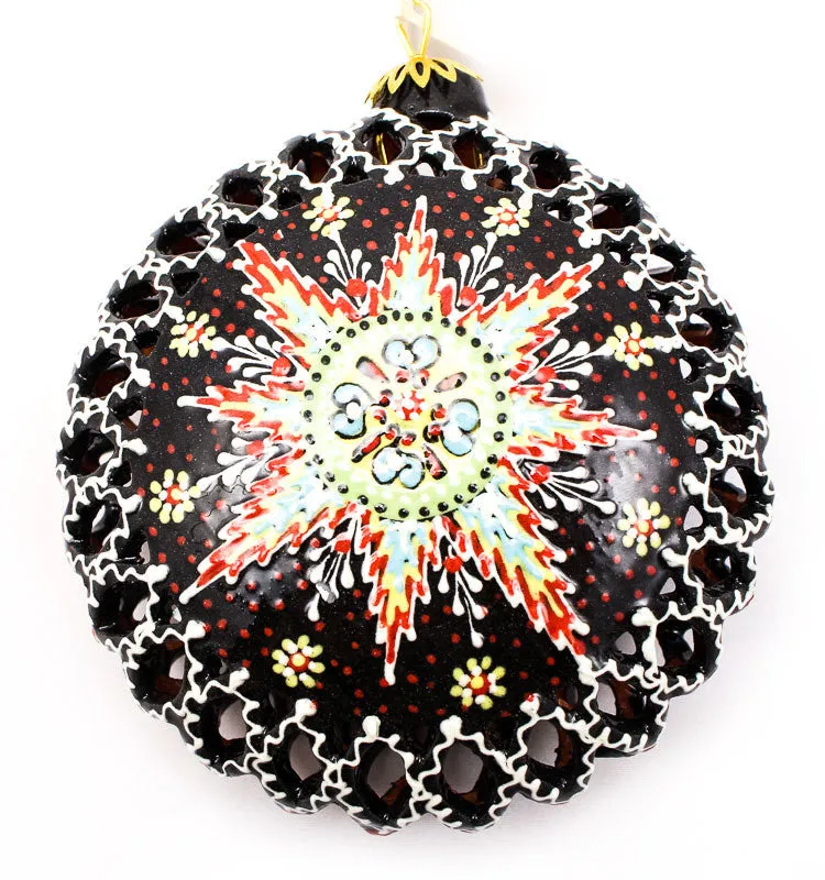 Large Cut Out Ceramic Ornament, Crimson Star Design