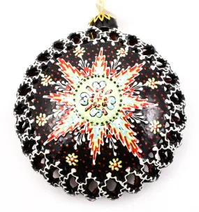 Large Cut Out Ceramic Ornament, Crimson Star Design