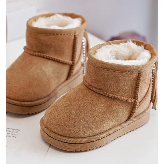 Brown Camel Mikyla Kids Fringed Snow Boots