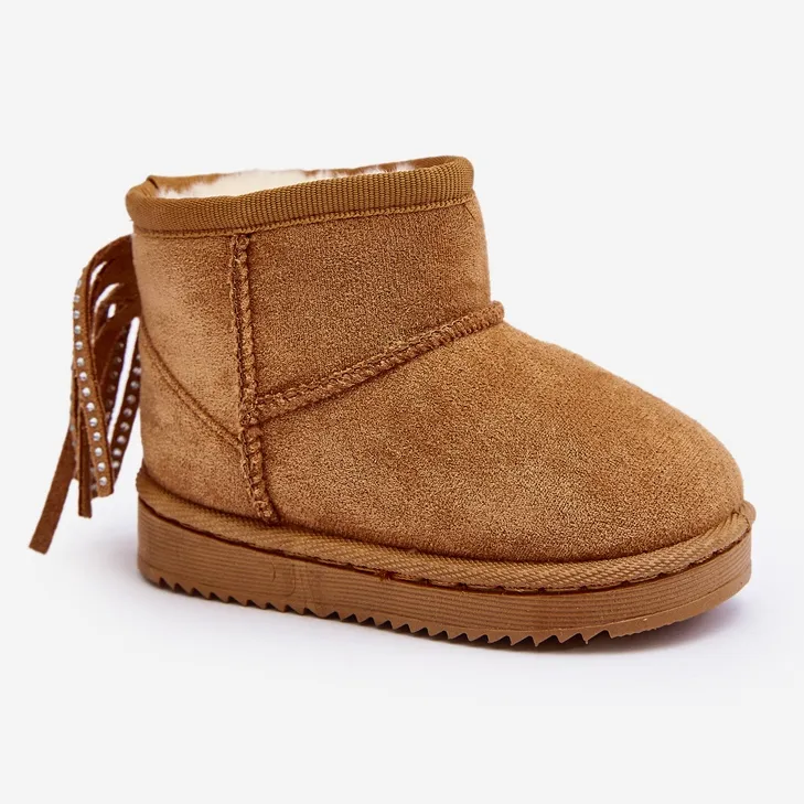 Brown Camel Mikyla Kids Fringed Snow Boots