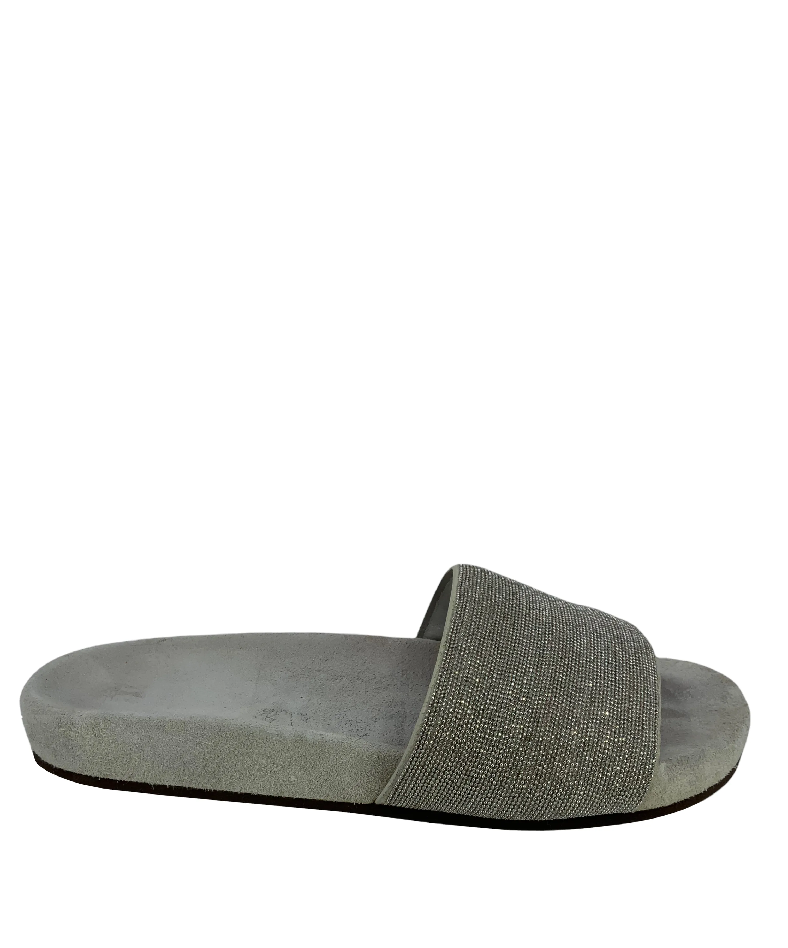 Stylish Beaded Suede Slides by Brunello Cucinelli