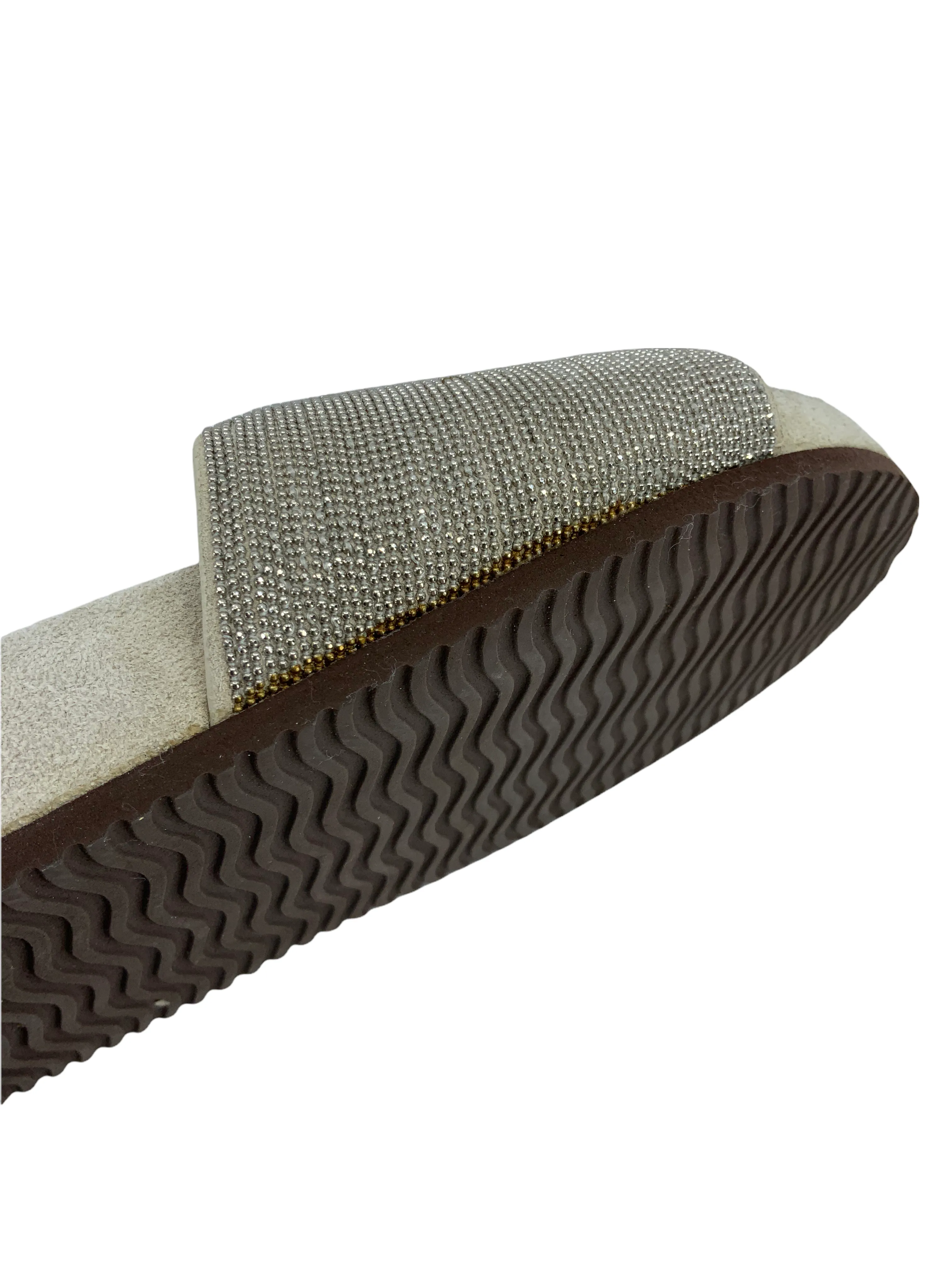 Stylish Beaded Suede Slides by Brunello Cucinelli