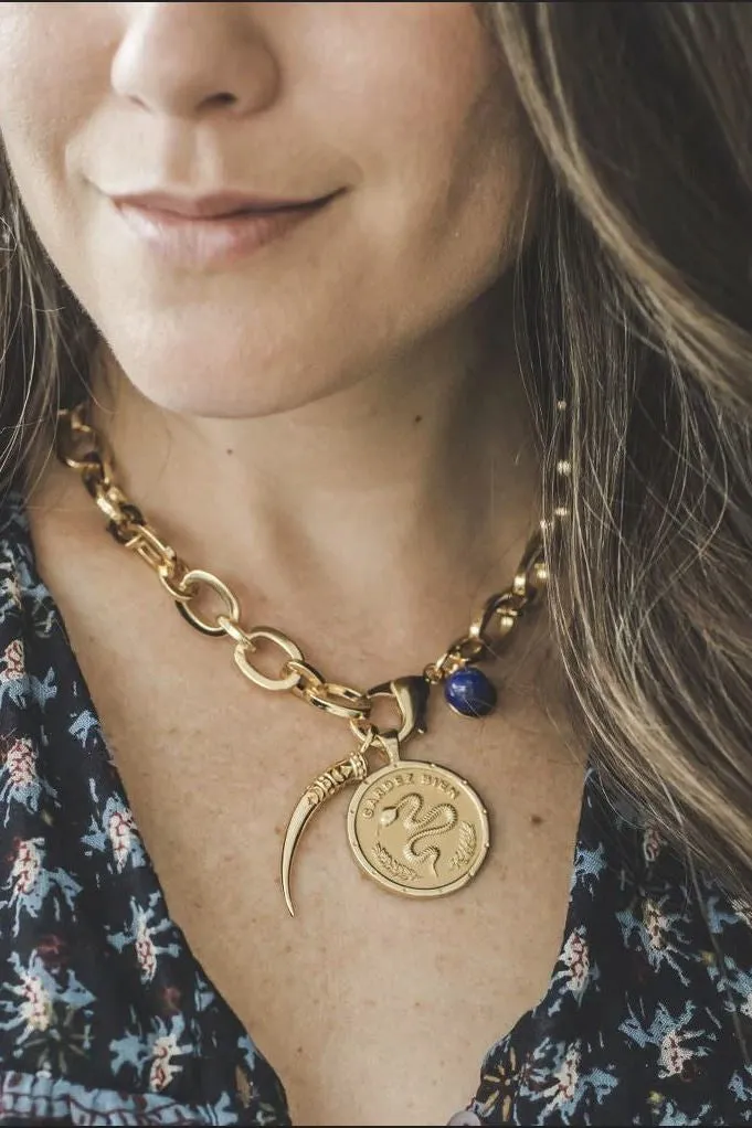 Chain Necklace with Lapis Bead