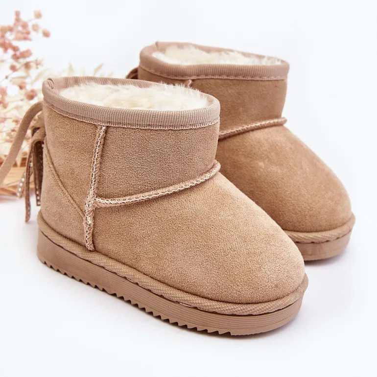 Children's Beige Mikyla Snow Boots With Fringes