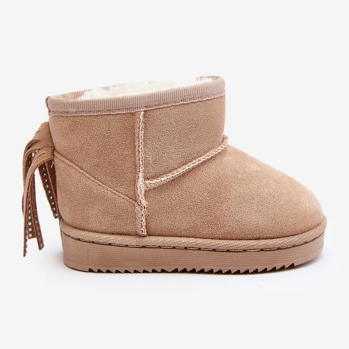 Children's Beige Mikyla Snow Boots With Fringes