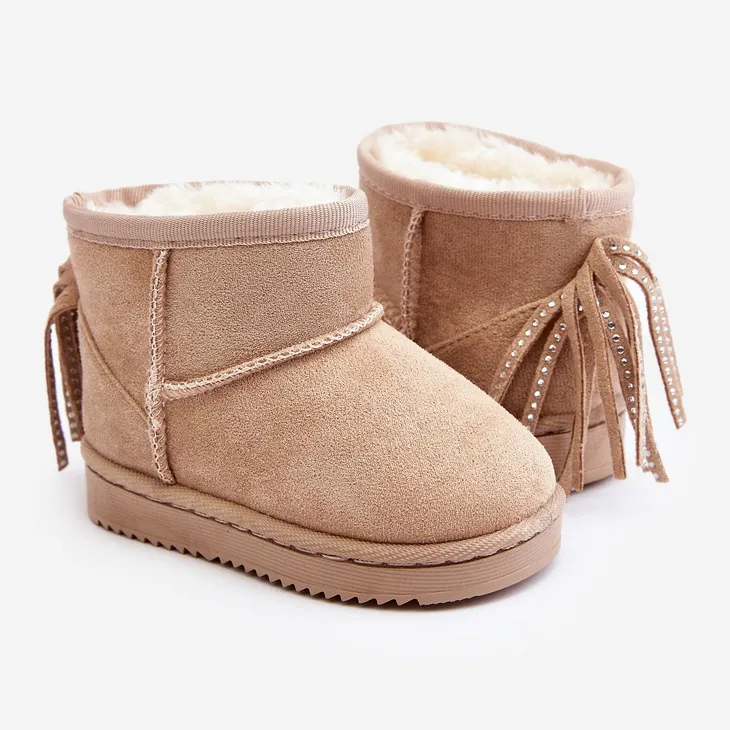 Children's Beige Mikyla Snow Boots With Fringes