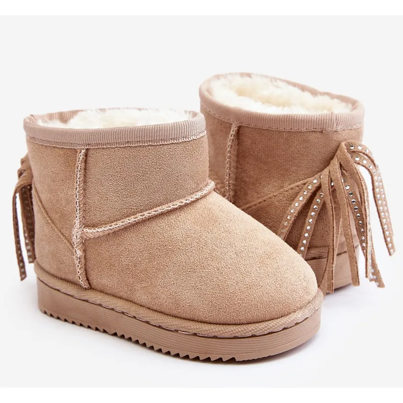 Children's Beige Mikyla Snow Boots With Fringes