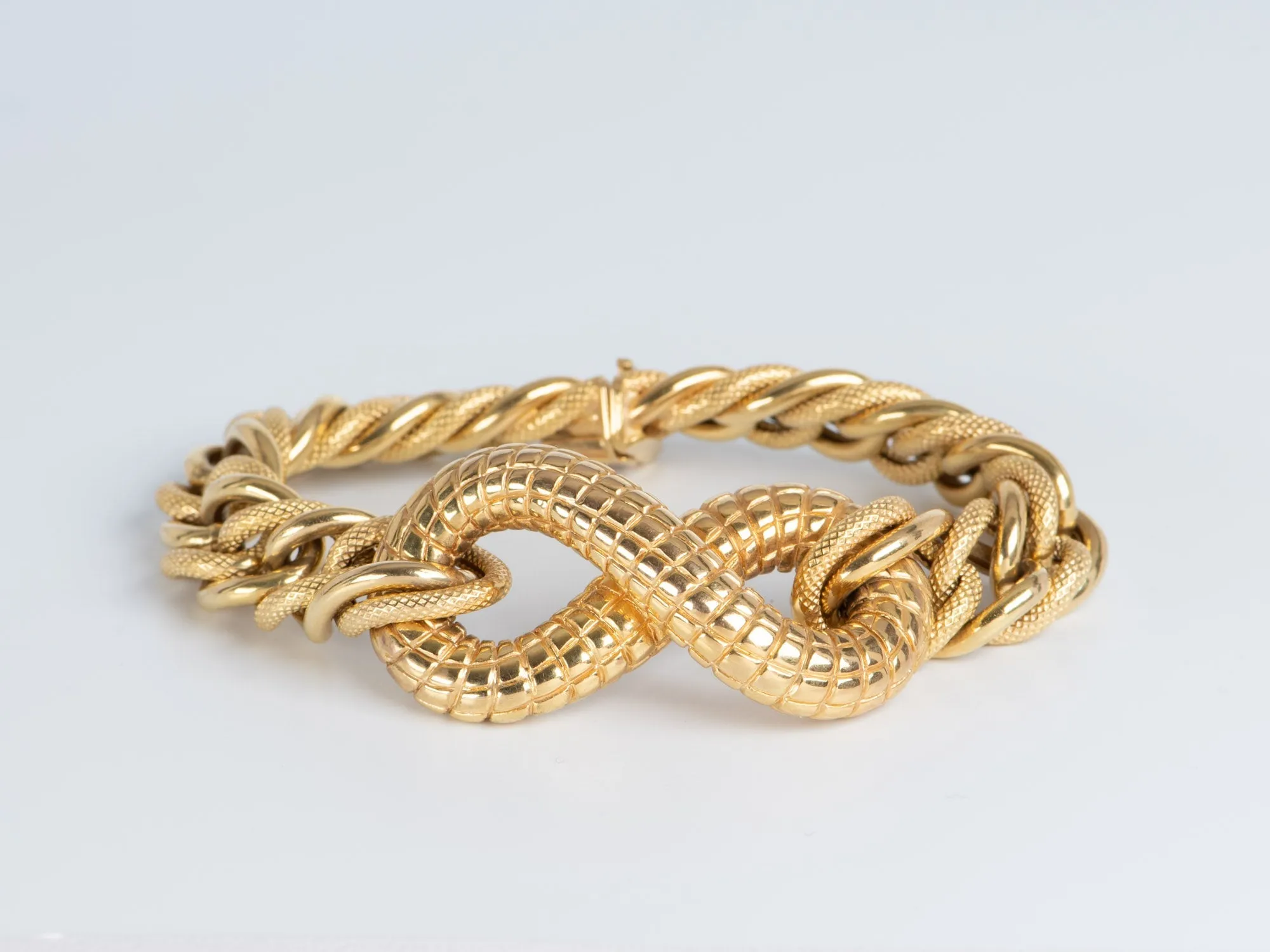 Chunky Gold Bracelet with Snake Scale Texture